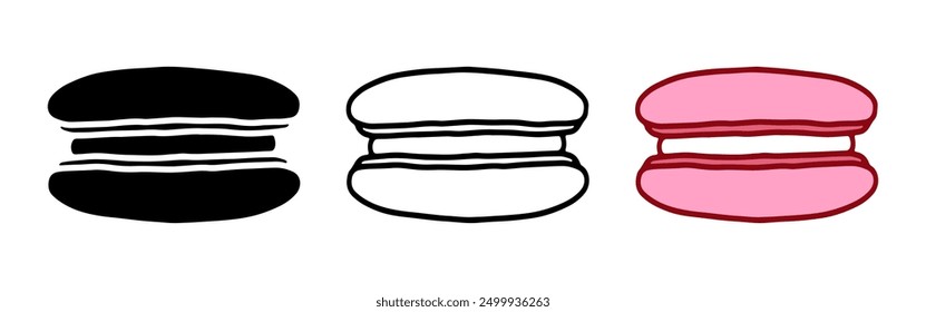 Set of Macarons cartoon doodle, Vector, Illustration.