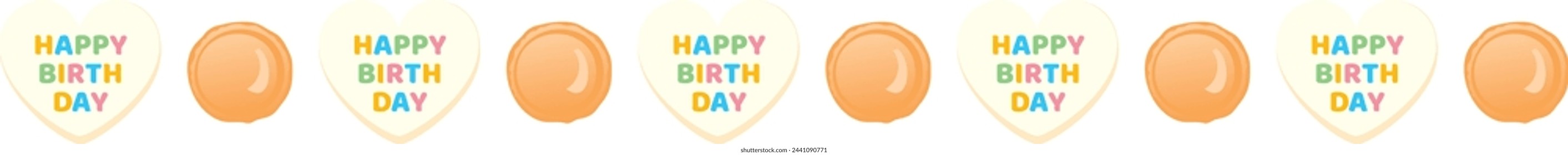 Conjunto de corazones de macarrones y chocolate con texto Feliz Cumpleaños. Ilustración vectorial.
