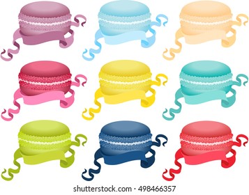 Set macaroon with ribbon