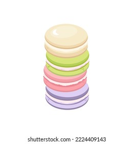 Set of Macaroons. French sweets. Vector graphics in flat style