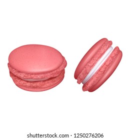 Set of macaroons on white background with groups of two almond cakes of different colour vector illustration