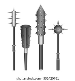 Set of maces on a white background, Vector illustration