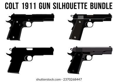 Conjunto de cuadernillo de silueta vectorial de arma, colección de siluetas de arma ilustración vectorial