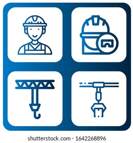 Set of machinery icons. Such as Worker, Engineer, Crane, Conveyor , machinery icons