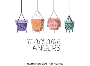 set of macrame pots hangers