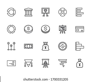 Set of macroeconomics related vector line icons. Premium linear symbols pack. Vector illustration isolated on a white background. Web symbols for web sites and mobile app. Trendy design. 