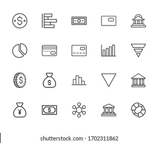 Set of macroeconomics related vector line icons. Premium linear symbols pack. Vector illustration isolated on a white background. Web symbols for web sites and mobile app. Trendy design. 