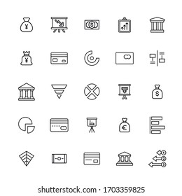Set of macroeconomics related vector line icons. Premium linear symbols pack. Vector illustration isolated on a white background. Web symbols for web sites and mobile app. Trendy design. 