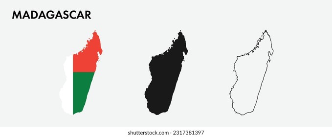 Set of Madagascar map isolated on white background, vector illustration design