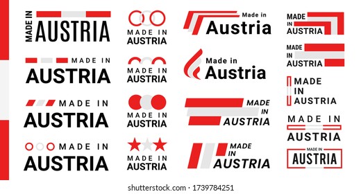 Set of made in austria logotype and vector labels