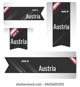 Set of Made in Austria, signs. Modern Austria made in stamp