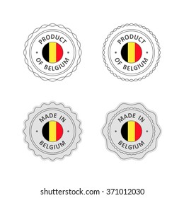 Set of "Made in Belgium" labels with Belgian flag