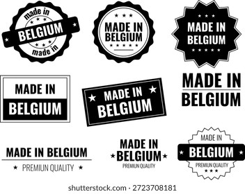 In Belgien hergestellte Etiketten mit Emblemen für lokale Waren und Ausfuhren