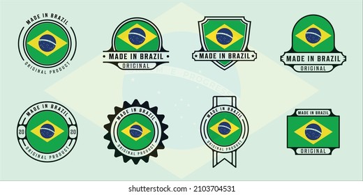 set of made in brazil logo outline vector illustration template icon graphic design. bundle collection of flag country with various badge and typography