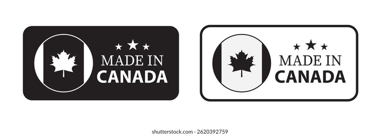 Set of Made in Canada labels and icons. Canada Made icons, stickers and labels set. Canadian Product Stickers. Vector illustration. EPS10