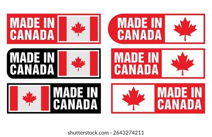 set of made in the canada labels, made in the canada logo, canada flag , canada product emblem design icon vector template