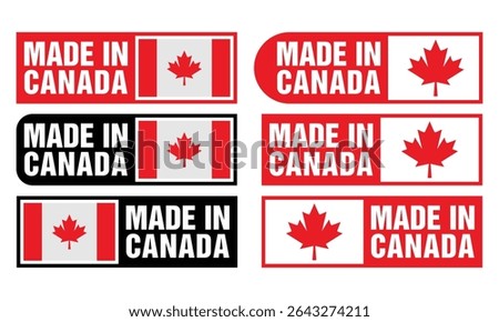 set of made in the canada labels, made in the canada logo, canada flag , canada product emblem design icon vector template