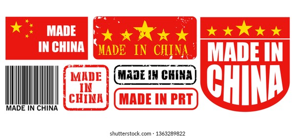 set of made in china label for retail product or fabric items. easy to modify