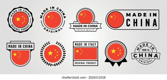 set of made in china vector symbol illustration design, china label design