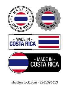 Set of Made in Costa Rica labels, logo, Costa Rica Flag, Costa Rica Product Emblem