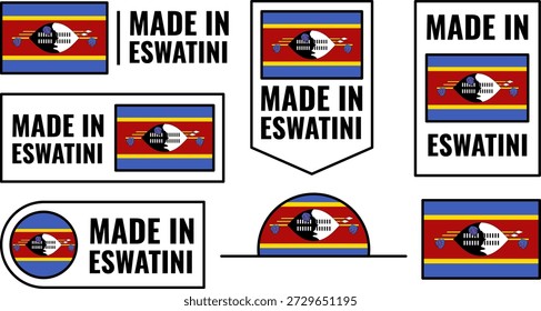 Conjunto de iconos hechos en Eswatini que muestran emblemas de productos y orgullo local