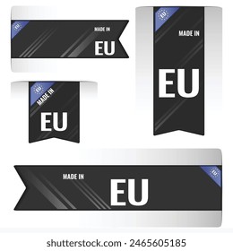 Set of Made in EU labels, signs. Modern European Union made in stamp