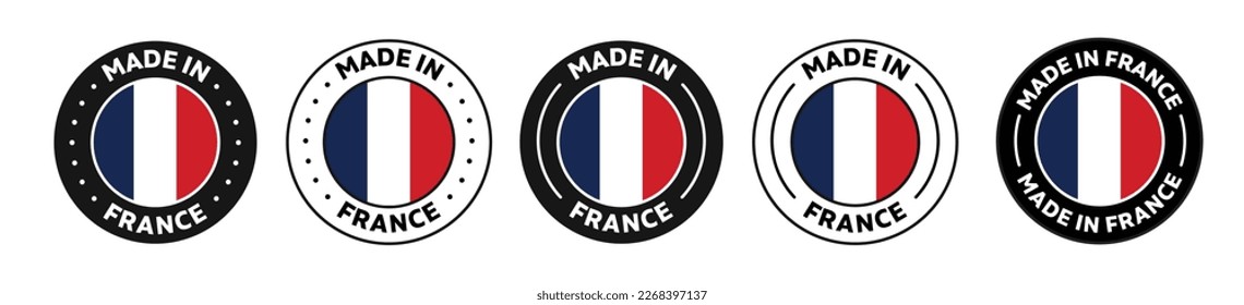 Set of Made in France label icons. Made in France logo symbol. France flag. suitable for products of France. vector illustration