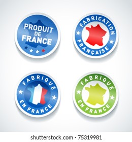 Set of Made in France stickers. Vector.