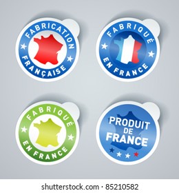 Set of Made in France stickers. Vector EPS10.