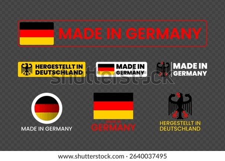 Set of made in germany label icon emblem isolated on transparent background