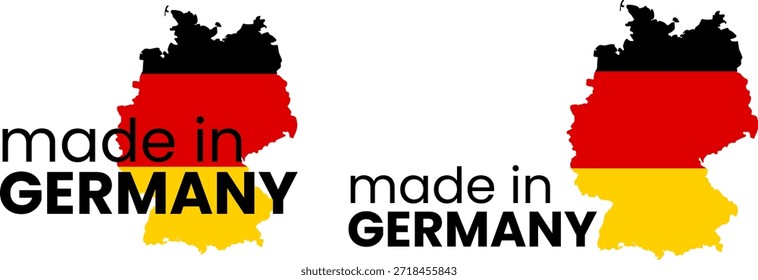 Set von Made in Germany Etiketten mit deutscher Form in Nationalfarben mit fettgedrucktem Text