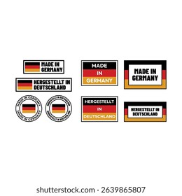 Set of Made in Germany Labels with Flag – Vector Design Pack