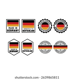 Set of Made in Germany Labels with Flag – Vector Design Pack