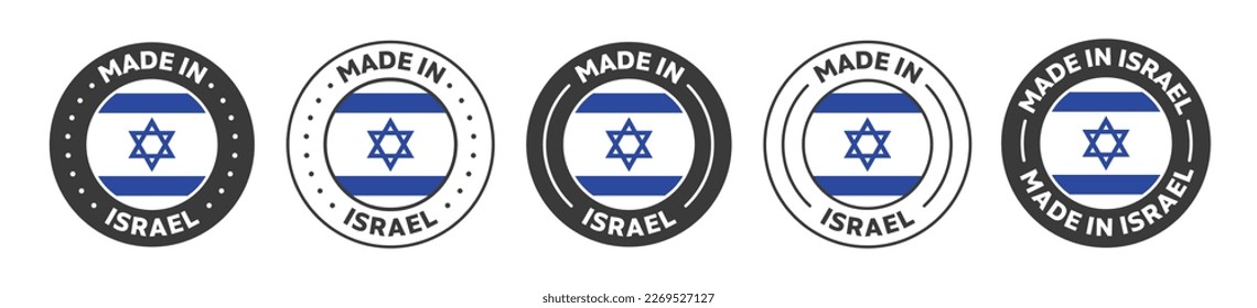 Set of Made in Israel label icons. Made in Israel logo symbol. Israel-made badge. Israel flag. suitable for products of Israel. vector illustration