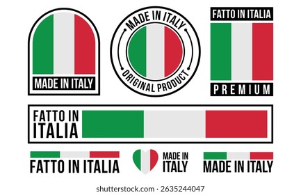set of made in italy label badge bundle symbol illustration, made in italy emblem logo design vector template