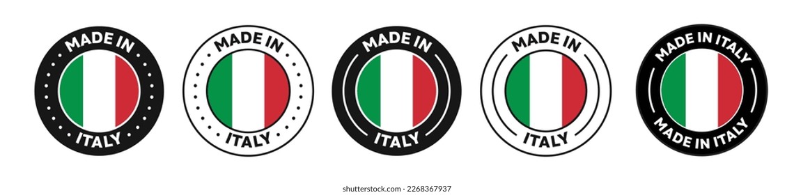 Set of Made in Italy label icons. Made in Italy logo symbol. italian made badge. italy flag. suitable for products of italy. vector illustration