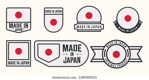 Set von made japan logo line art vektorgrafik concept model design, collection of japan flagcountry with badge and symbol concept vektorgrafik logo design