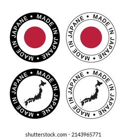 Set of made in the Japane labels, made in the Japane, Japan flag, product emblem.	
