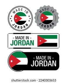 Set of Made in Jordan labels, logo, Jordan Flag, Jordan Product Emblem. Vector illustration