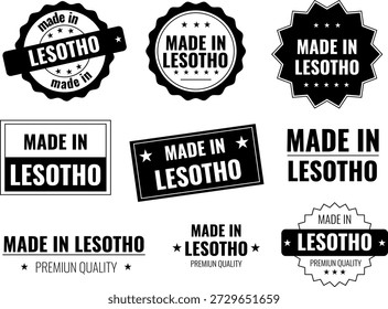 Set of Made in Lesotho labels showing product emblems for local goods and crafts