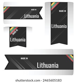 Set of Made in Lithuania labels, signs. Modern Lithuania made in stamp