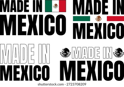 Conjunto de iconos hechos en México que se muestran en negrita, mostrando varios diseños que capturan la herencia e identidad mexicanas