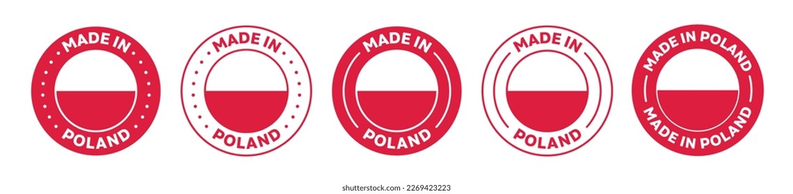 Set of Made in Poland label icons. Made in Poland logo symbol. Poland-made badge. Poland flag. suitable for products of Poland. vector illustration