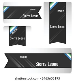 Set of Made in Sierra Leone labels, signs. Modern Sierra Leone made in stamp