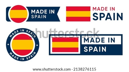 Set of made in Spain, Flag of Spain banner vector design