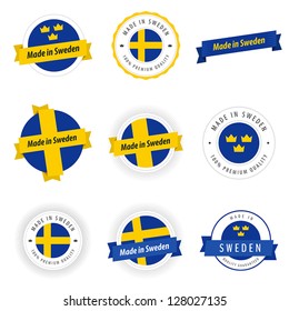 Set of Made in Sweden labels and ribbons