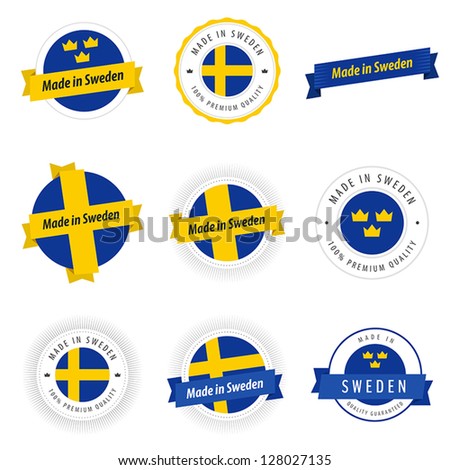 Set of Made in Sweden labels and ribbons