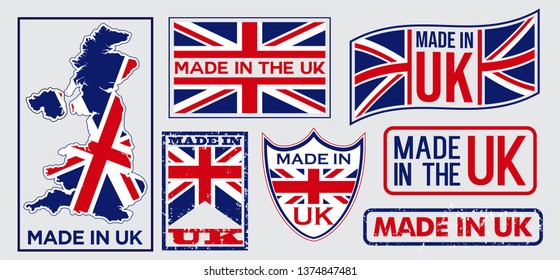 set of made in united kingdom label for retail product or fabric items. easy to modify