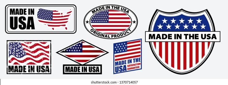 set of made in usa label for retail product or fabric items. eps 10 vector