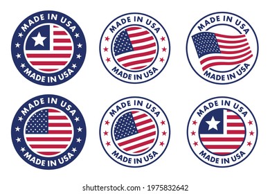 set of made in the usa labels, made in the usa logo, usa flag , american product emblem, Vector illustration